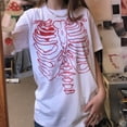 thumbnail image 2 of Women Y2k Gothic Oversized T-shirt Tops Short Sleeve Skeleton Print Graphic Tees Teen Girl Clothes, 2 of 6