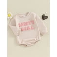 thumbnail image 3 of Bslissey Baby Girls Sweatshirt Romper Long Sleeve Letter Embroidery Onesie Bodysuit Newborn Infant Crew Neck Jumpsuit Casual Daily Outfit 3M 6M 12M 18M, 3 of 8