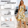 thumbnail image 5 of HELLHERO Ladies Irregular Hem Casual Dress, Yellow White Floral Asymmetric Sleeveless Sundress, with Side Pockets Midi Dress for Pool Party and Vacation, 5 of 8