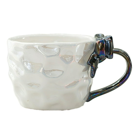 Romantic Bow Ceramic Mug Coffee and Milk Cups Girl Drinking Water Cups Dessert Handle Cup Teacup Black