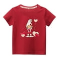 thumbnail image 2 of Lilgiuy Toddler Boys Girls Valentine's Day T-Shirt Unisex Solid Color Short Sleeve Lightweight Tees Love Heart Gnome Kids Tops Streetwear (Red), 2 of 5