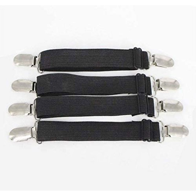 4 tensores de sábana ajustables elásticos, 60 x 130 cm, tensores de sujeción adecuados para todas las camas y colchones, color negro