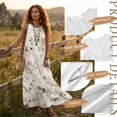 thumbnail image 7 of FOR U DESIGNS Cat Floral Print Couple Shirts and Dress Matching Outfit Linen-Style Flowy Womens Sleeveless Sundress with Pocket Casual Mens Buttons Shirt, 7 of 7