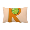 thumbnail image 1 of R Alphabet Orange Fruit Throw Pillow Lumbar Insert Cushion Cover Home Decoration, 1 of 3