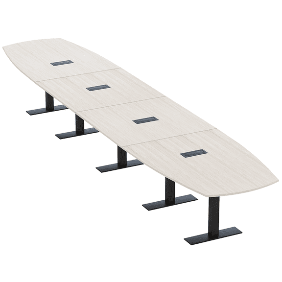20' Modular Arc Boat Boardroom Table Metal T-Bases Data And Electric