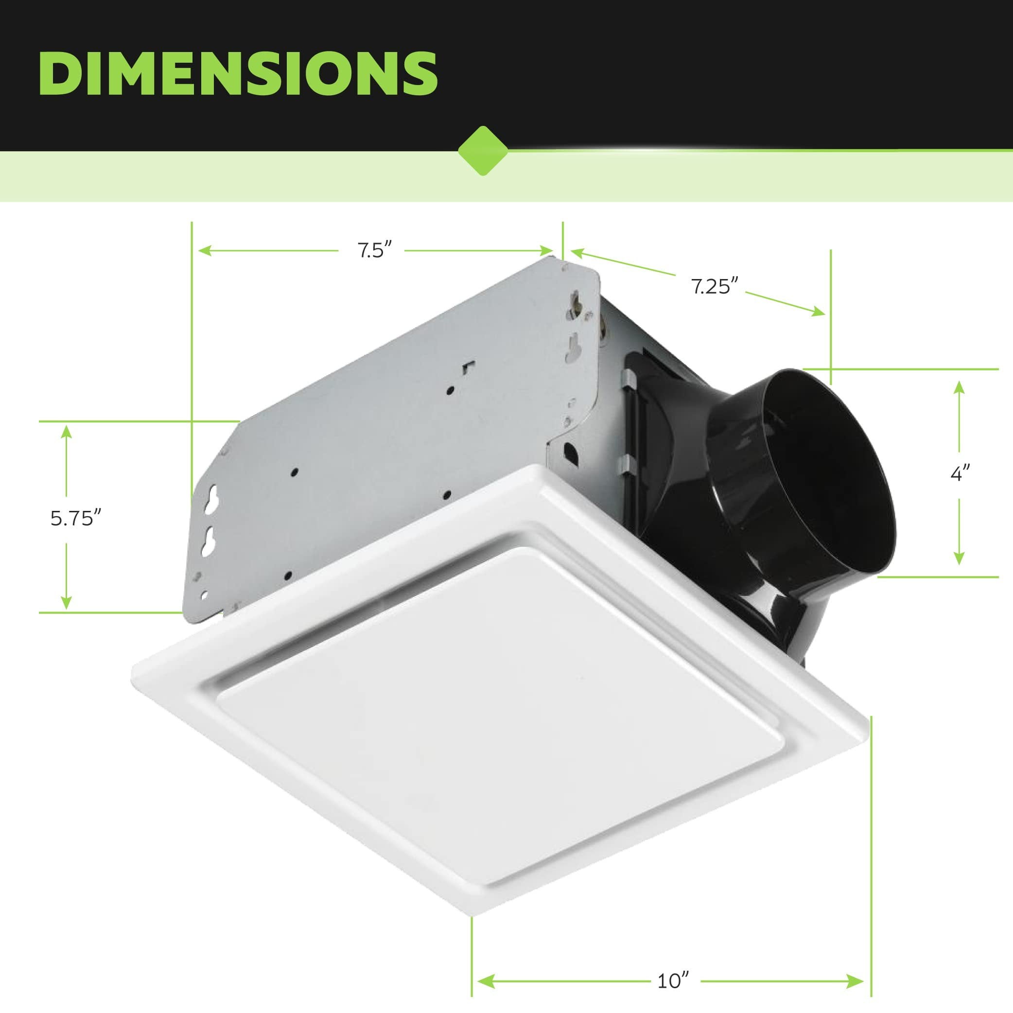 Homewerks 7140-80 Bathroom Fan Ceiling Mount Exhaust Ventilation, 1.5 Sones, 80 CFM, White