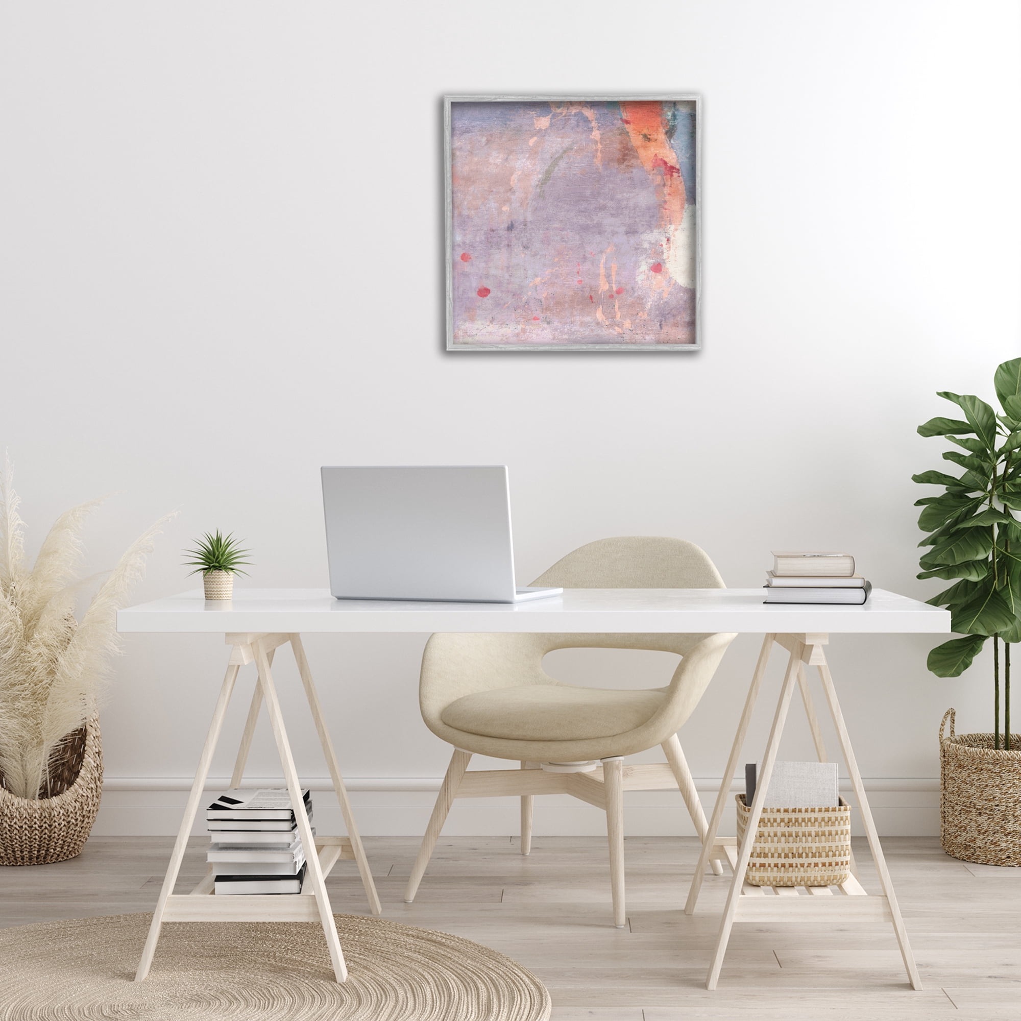 Stupell Industries Abstract Purple Ombre Abstract Painting Gray Framed Art Print Wall Art, 24 x 24