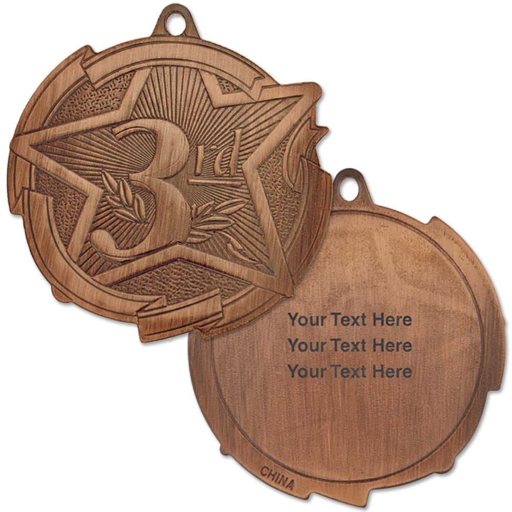 3rd Place Bronze Award Sports School Medal Personalized Engravable Custom