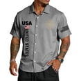 thumbnail image 2 of Men's US 250th Anniversary Polo Shirt with Mesh Fabric and Button Front Featuring Vintage USA Graphic for Independence Day Celebration Patriotic Events or Summer Parties Light Gray L, 2 of 4