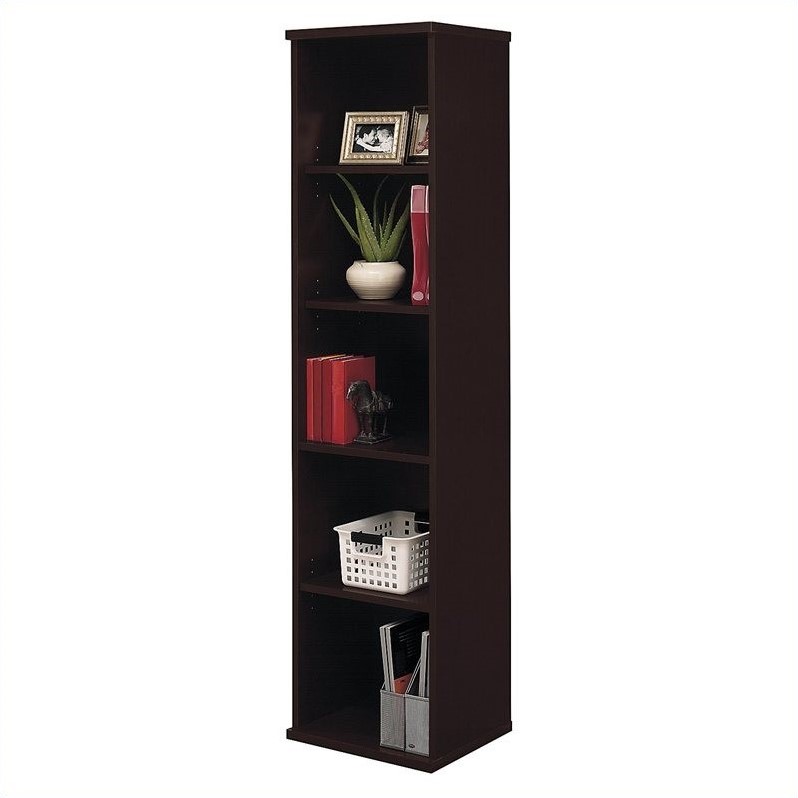 Bush BBF Series C 18W 5-Shelf Bookcase in Mocha Cherry