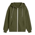 thumbnail image 5 of Qulqfy Hoodies for Women Waffle Knit Fall Winter Casual Lightweight Army Green Hooded Drawstring Loose Zip Up Long Sleeve Track Jackets with Pockets M, 5 of 6