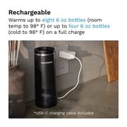 Baby Brezza Portable Warmer – 3X Faster Baby Bottle Warming - Travel Breastmilk and Formula Warmer - Safe, Even Heating - Up to 9oz - No Adapters, Black