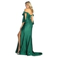 thumbnail image 2 of Womens Hunter Green Bridesmaid Prom Stretchy Long Cowl Neck Off The Shoulder Trumpet Plus Size Dress, 2 of 5