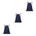 thumbnail image 4 of VONKY Portable Nylon Drawstring Bag Sack Beach Gym Backpack Shoes Bags Convenient and Versatile Dark Blue 3Set, 4 of 6