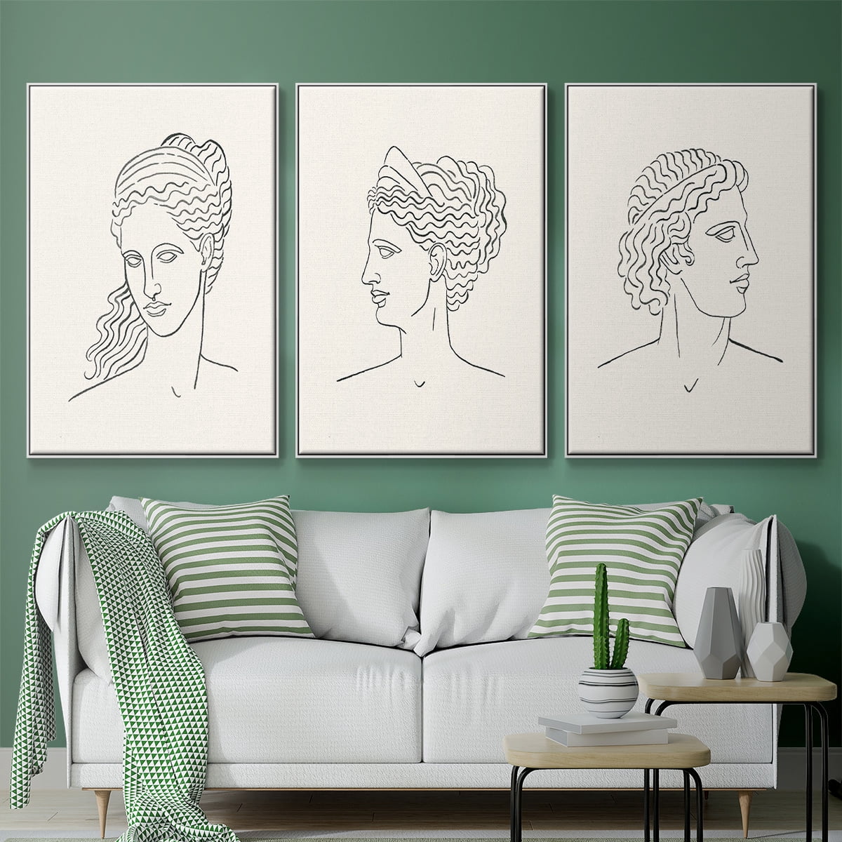 Greek Busts I - Framed Premium Gallery Wrapped Canvas L Frame 3 Piece Set - Ready to Hang