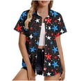 thumbnail image 2 of Red White and Blue Blouse for Women Red White and Blue Women Shirts Patriotic Shirts Red White Blue Tshirts Women Ladies Short Sleeved Shirt With Non Positioning Printed Lapel Shirt Cardigan Tops, 2 of 5