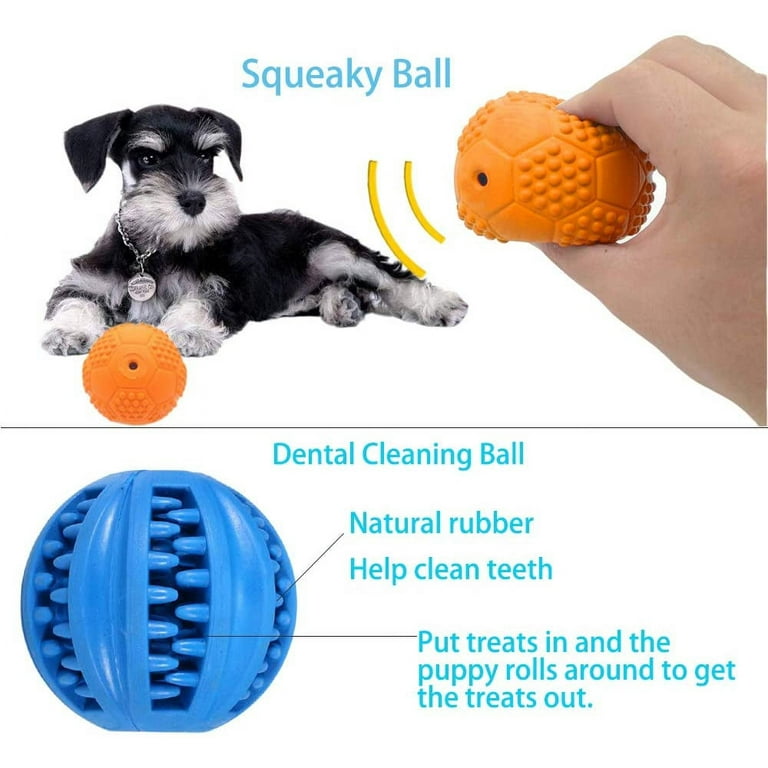 Dog Toy Ball Toothbrush for chewers Set of 4 - Dental Rubber Ball