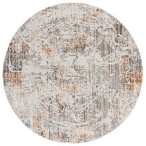 SAFAVIEH Princeton Lorelle Distressed Area Rug, Ivory/Grey, 6'7" x 6'7" Round