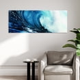 thumbnail image 5 of Empire Art Direct Blue Wave 2 Frameless Free Floating Tempered Glass Panel Graphic Wall Art, 24" x 63" x 0.2", Ready to Hang, 5 of 10