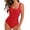 Red #046, variant on One Piece Bathing Suit for Women Tummy Control Swimsuit Square Back Scoop Neck Monokini Navy S