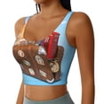 thumbnail image 2 of Goofa Trip to London Printed Sports Bras for Women, High Impact Running Bra Workout Crop Tank Tops Longline Sports Bra Push up-, 2 of 9
