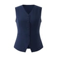 thumbnail image 4 of DARING DIVA Women's V Neck Button Down Waistcoat with Pockets S Dark Blue, 4 of 7
