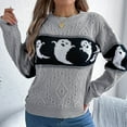 thumbnail image 7 of UngA Pumpkin Sweater Women Halloween Sweatshirt for Women Embroidered Sweaters Cute Spooky Season Shirt Long Sleeve Fall Winter Pullover Tops Grey,L, 7 of 7