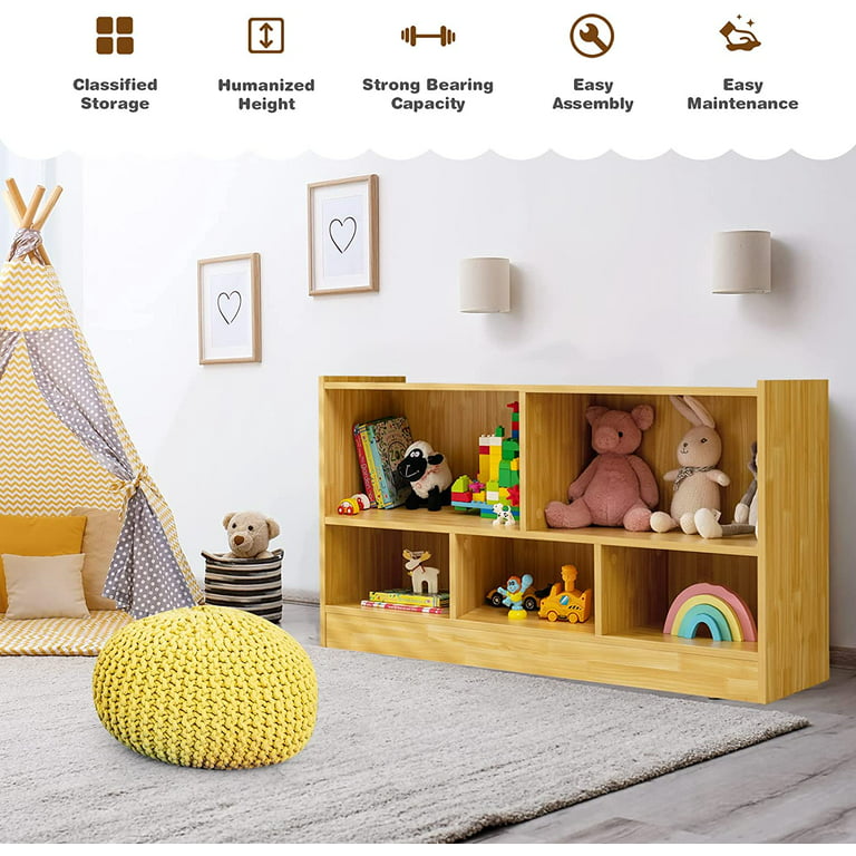 Kovhzcu Toy Storage Organizer with Bookshelf, 5-Cubby Children's Toy Shelf,  Toy Storage Cabinet, Suitable for Children's Room, Playroom, Hallway