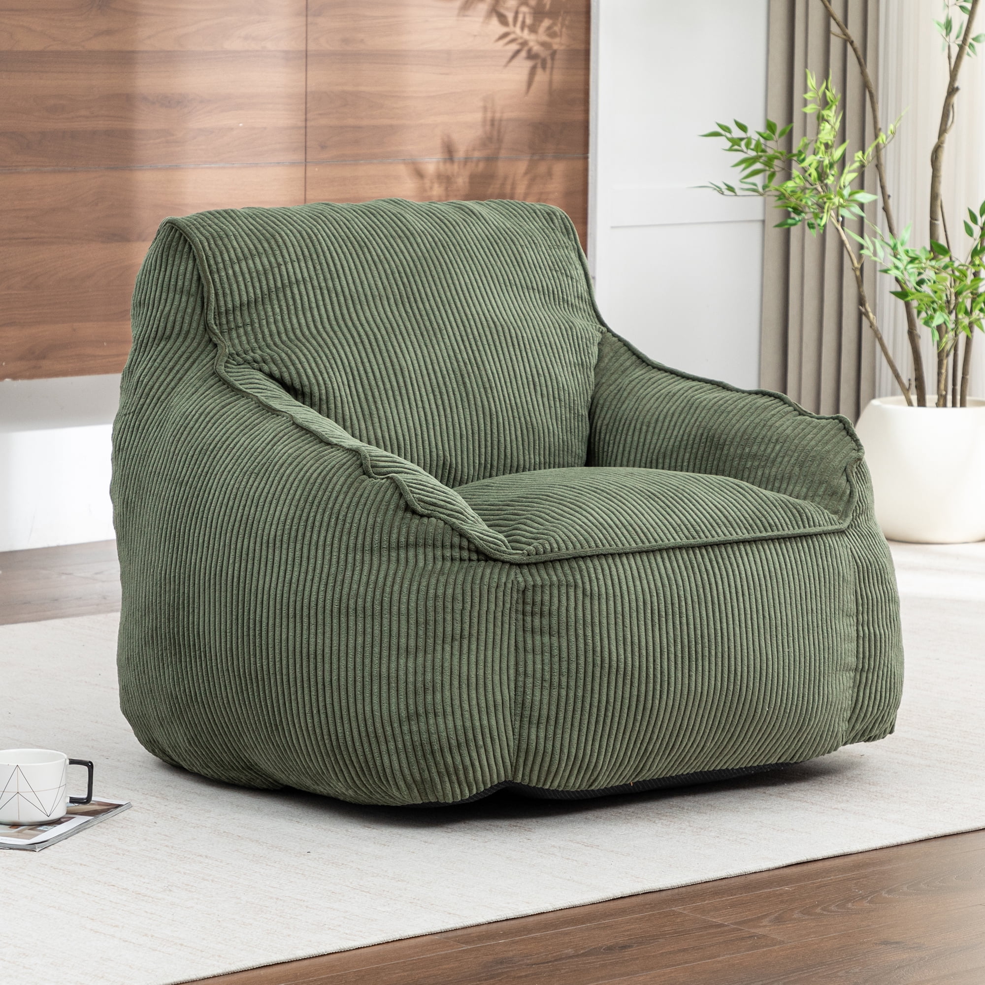Comfy Corduroy Giant Bean Bag Chair for Adults Teens, Filler Included