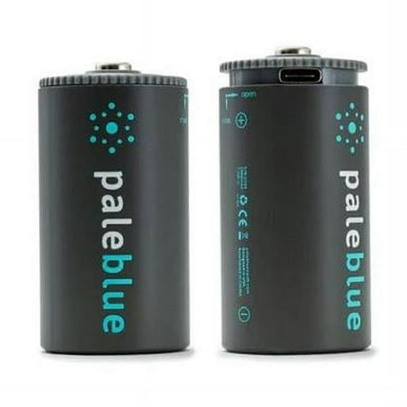 Pale Blue Earth Pale Blue Smart Lithium Ion USB Rechargeable D Batteries 2 Pack, Gray