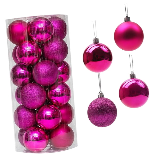 24 Unids Bolas de Navidad Adorno Bolas Colgantes Adornos Bolas de 6 cm con Cordón Decoraciones de de Navidad para Fiesta Festival Decoración al , Rosado perfecl bolas colgantes