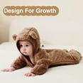 thumbnail image 4 of Infant Baby Girl Boy Hooded Jumpsuit Bear Ear Fleece Long Sleeve Bodysuit Warm Outfits Winter Baby Essentials Newborn for Little Boys Girls 12-18 Months, 4 of 4