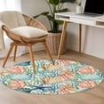 thumbnail image 4 of Round Area Rug 4 Ft, Coastal Beach Washable Non-Slip Circle Carpet for Living Room/Bedroom, Nautical Summer Coral Starfish Shell Low-Profile Crawling Mats Collection Rugs for Indoor, 4 of 8
