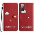 thumbnail image 3 of Phone Case for Samsung Galaxy S20 FE, Folding Faux Leather Cute Animal Pattern Wallet Flip Cover with Card Holder & Wrist Strap, Magnetic Closure Shockproof Kickstand Phone Case - Red, 3 of 8