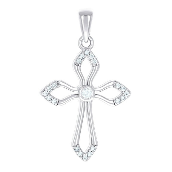 925 Sterling Silver Unisex Cubic Zirconia Cross Religious Charm Pendant Necklace 24x12.4mm Wide Pendant for Women