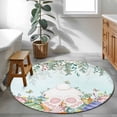 thumbnail image 3 of Round Rug 4Ft Washable Non-Slip, Cute Easter Bunny Circle Area Rugs for Living Room Bedroom, Eucalyptus Leaves Colorful Eggs Teal Indoor Floor Mats Carpet Runner for Home Decor Aesthetic, 3 of 8