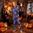 thumbnail image 7 of Halloween Pjs, Halloween Family Matching Pajamas Set, Purple Neon Ghost Door Pumpkin Stair Long Sleeve Sleepwear, Graphic Loungewear, Soft Cozy Holiday Nightwear for Parties & Gatherings, 4 Y, 7 of 7
