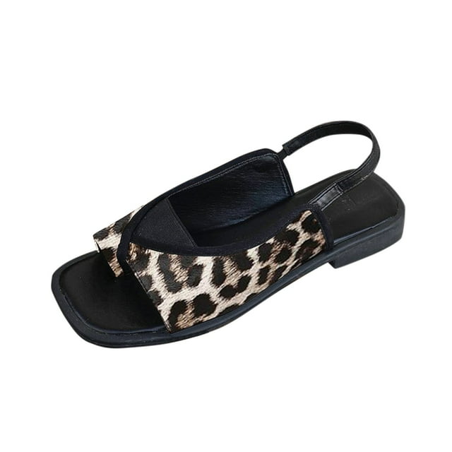 IUJSOY Women's Clip Toe Sandals Slingback Square Open Toe Splicing Flip Flops Fashion Summer Flats