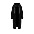 thumbnail image 6 of Perfectbot Women's Full Zip Maxi Length Hooded Sweatshirt Coat, Oversized Drop Shoulder Long Hoodie Duster Jacket, 6 of 7