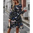 thumbnail image 1 of Vestido de manga larga cómodo y agradable para la piel cuello redondo estampado floral vestido suelto para mujer para vacaciones ANGGREK Otros, 1 of 8