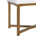 thumbnail image 6 of Rectangle Ottoman with White Velvet Tufted Cushion and Gold Metal X Base: Upholstered Footstool, Padded Vanity Seat, 6 of 8