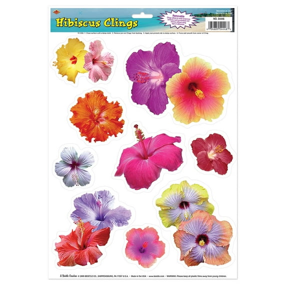 Hibiscus Clings 12" X 17" Sheet - 12 Pack