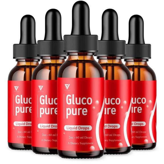 (5 Pack) Gluco Pure Glycogen Drops, GlucoPure Advanced Daily Glyco Formula and Overall Health Supplement (10oz)