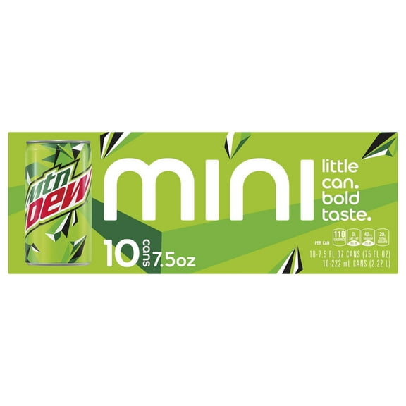 Mountain Dew Soda Mini 7.5 oz Cans - 10 pk