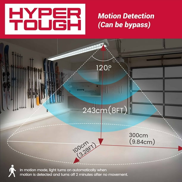 Hyper Tough 7000 Lumen 4 ft LED Garage Shop Light, 4-Tube Linkable