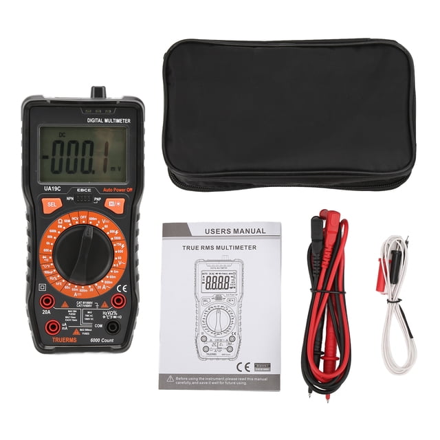 UA19C 20A/1000V LCD Medidor Eléctrico Multímetro Digital con Alta Precisión y Zumbador Portátil y Multifunción para Familia y Fábrica