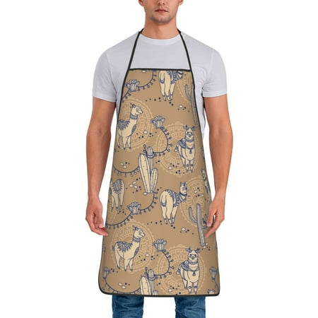 

Adjustable Bib Apron - cactus alpaca Waterdrop Resistant Cooking Apron Kitchen Aprons for Men Women