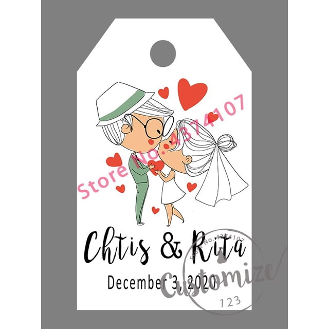 Etiquetas personalizadas para recuerdos de boda, etiquetas para dulces, cumpleaños, bautismo, tu foto, 100 unidades por Set
