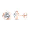 thumbnail image 3 of DGOLD Boucles d'Oreilles Clous Mode en Or Rose 10 Kt avec Diamants Blancs Ronds pour Femmes (3/8 cttw), 3 of 4
