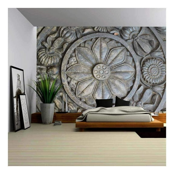 Wall26 Stone Carving - Removable Wall Mural | Self-Adhesive Large Wallpaper - 66x96 inches